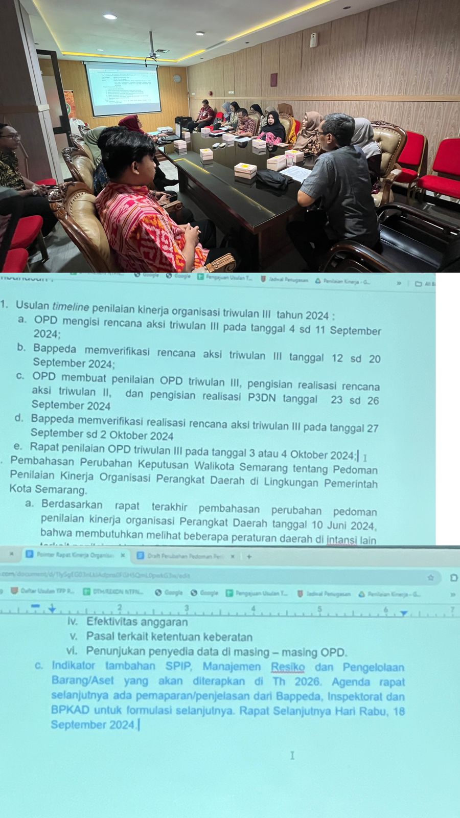 Rapat persiapan penilaian kinerja organisasi triwulan III tahun 2024